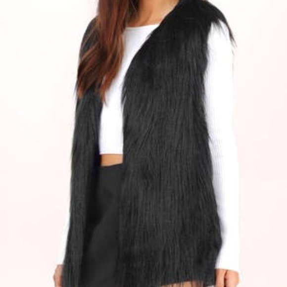 Brand New Tobi Black Faux Fur Vest (With Tags) - Picture 3 of 6